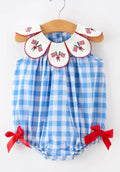 Blue & white gingham romper - Preorder